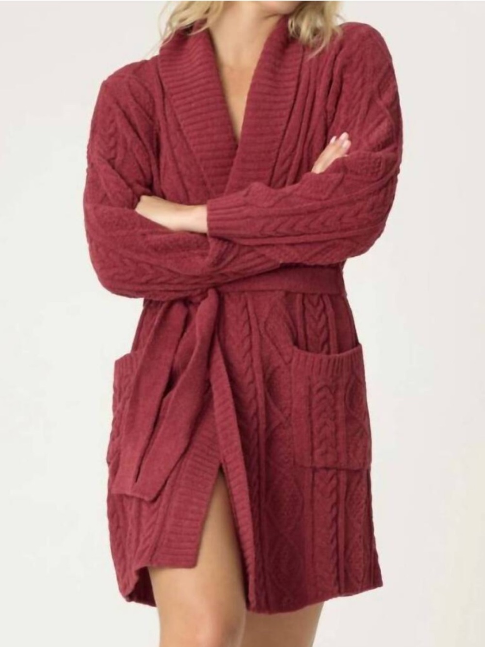 PJ Salvage Chenille Cable Knit Robe NWT Size Small in Port